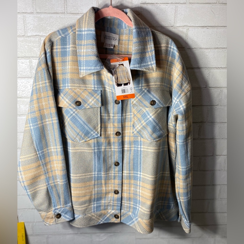 Boston Traders Size XXL Women’s Blue Shirt Trucker Jacket NWT Shacket